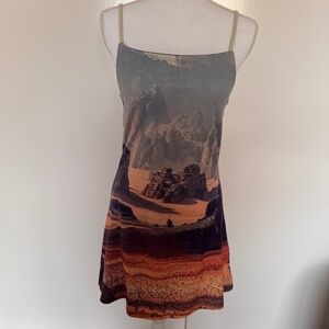 NET Scenic Print Slip Dress